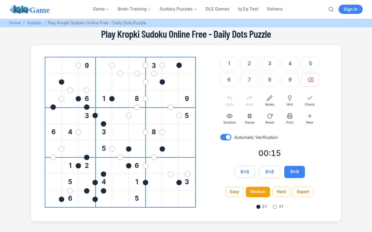 IQiQGame Kropki Sudoku